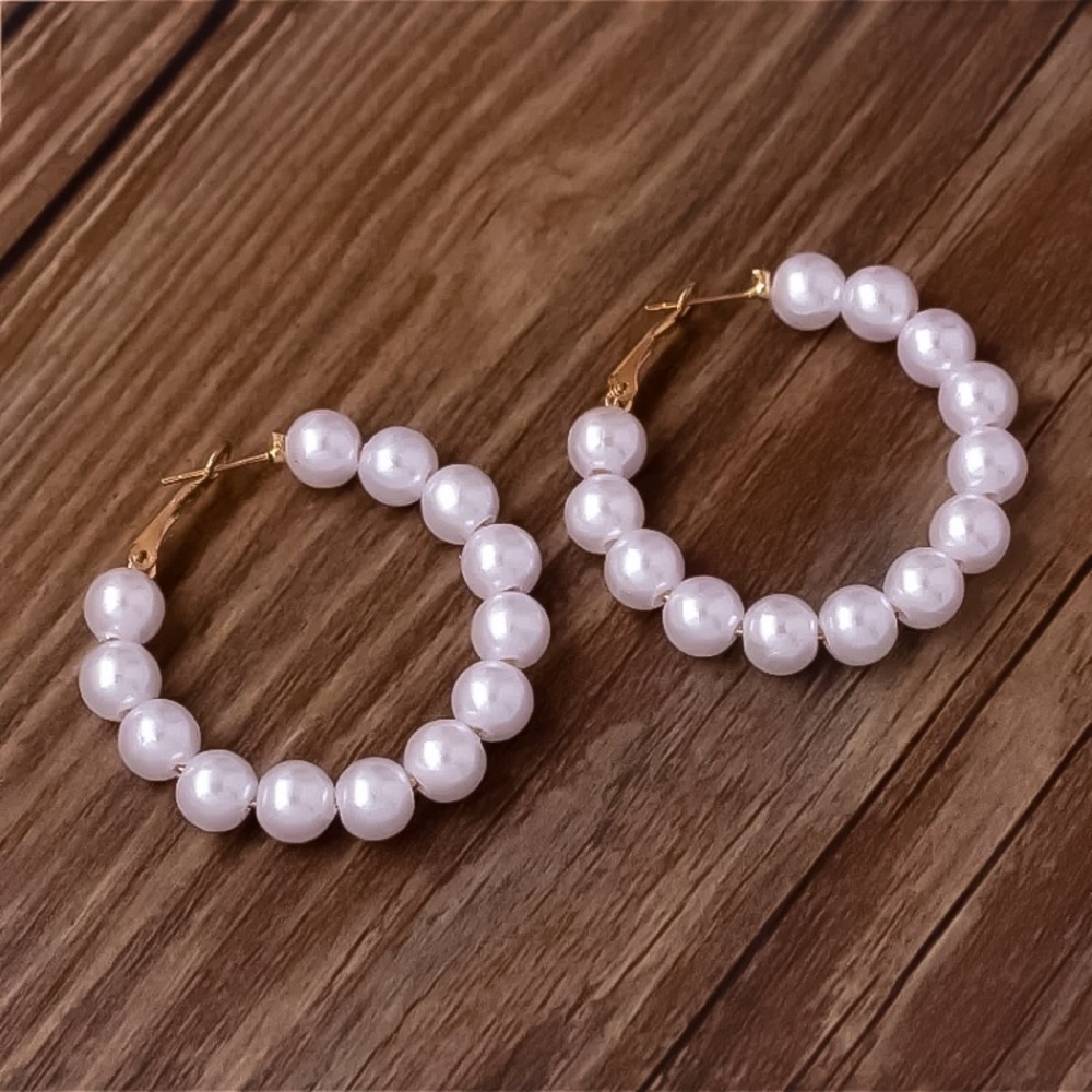 ⚫️𝟲𝟱%𝗢𝗙𝗙|𝗯𝘂𝗻𝗱𝗹𝗲𝘀𝟯+⚫️ ⚜️[𝟯/$𝟭𝟴]⚜️Large Thick Pearl Hoops NEW - Picture 4 of 8